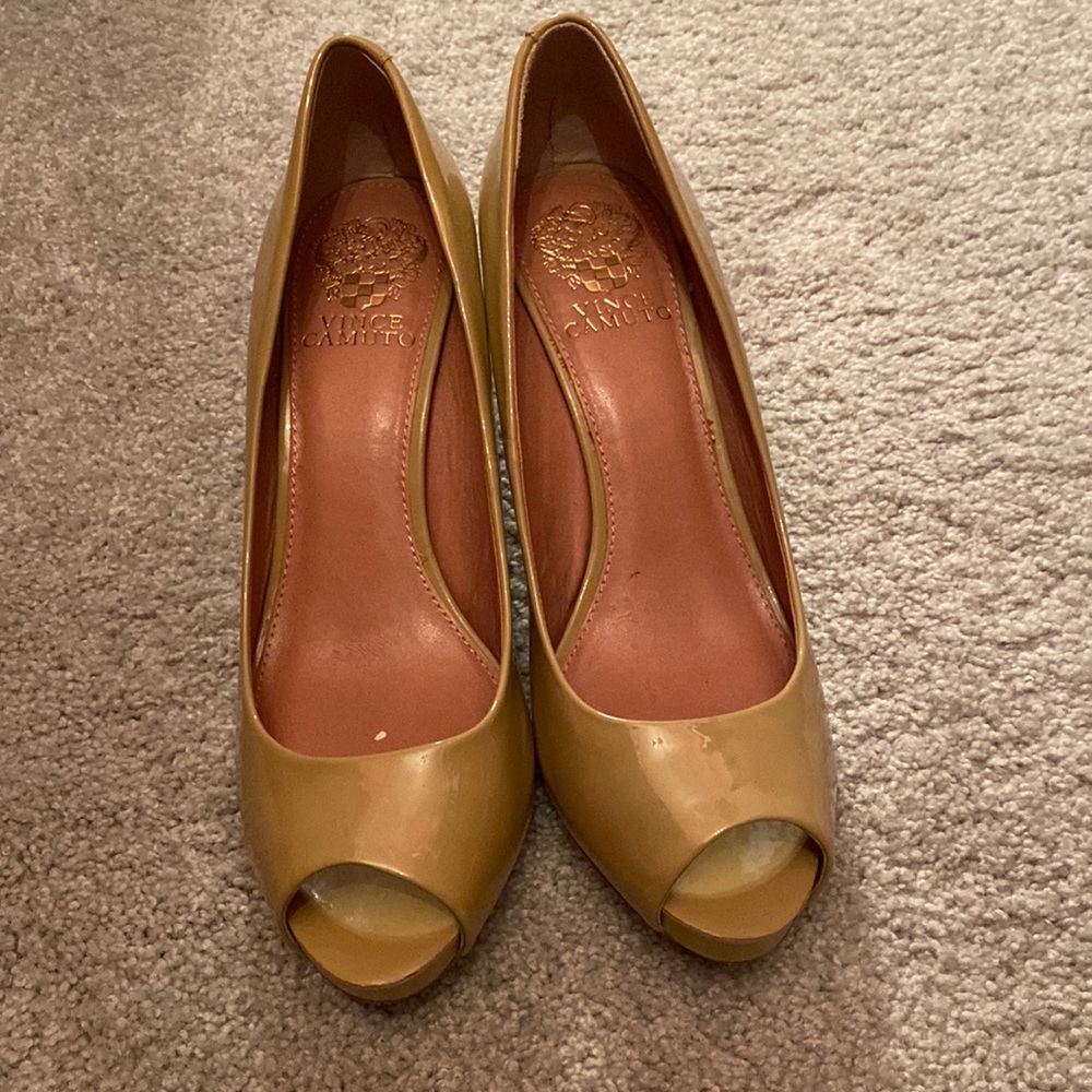 Vince Camuto Kiley Peep Toe Patent Leather Heels
